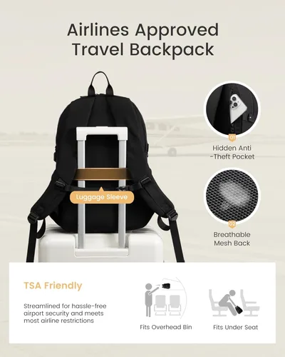 Miniatura 6 de LOVEVOOK Mochila para laptop para mujeres/hombres con correa de hebilla mejorada para portavasos y bolsillo de malla versátil, Negro, 15,6 pulg.