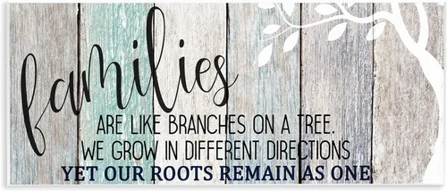 Stupell Industries Inspiradora Families are Branches Nature Farmhouse Quote, diseñada por Kim Allen Art, 7 x 17 pulgadas, placa de pared