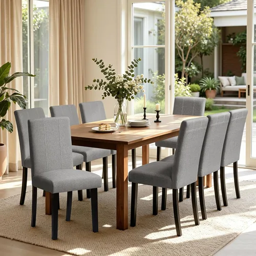 Miniatura 49 de CHUN YI Juego de 4 sillas de comedor tapizadas de piel sintética con ribete de cabeza de clavo y patas de madera, sillas laterales Parsons modernas