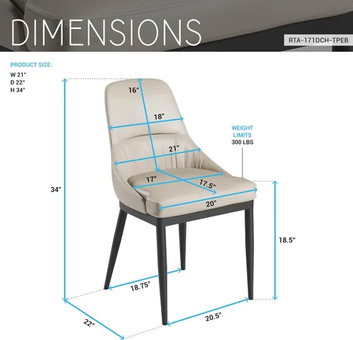 Miniatura 3 de Juego de 2 sillas de comedor sin brazos, sillas de piel sintética gris pardo con patas de metal en un acabado negro, asiento y respaldo tapizados