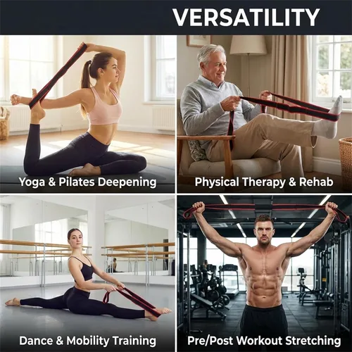 Miniatura 6 de S, Banda de Pilates, Banda de resistencia de pedal con mango, Bandas de ejercicios de resistencia, Correas de yoga para estiramiento, Ligas De Rojo