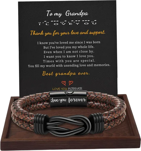 Miniatura 30 de BTYSUN Regalos para hombres, regalos del día de San Valentín para él, novio, marido, adolescentes, pulseras de cuero para hombres, regalos de amor