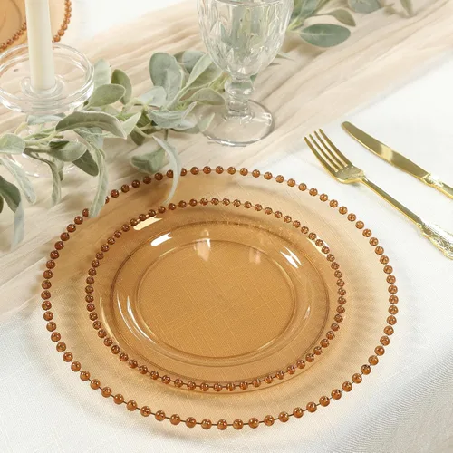 Miniatura 59 de Efavormart - Paquete de 10 platos de postre de plástico transparente rubor con borde de cuentas, platos redondos desechables para ensalada, 8