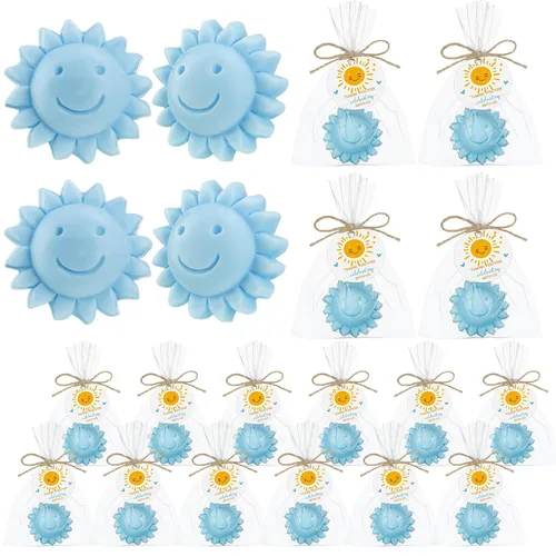 Demissle 40 piezas de jabón de girasol Here Comes the Son Baby Shower Favores Mini Jabón Solar, regalos hechos a mano con tarjeta de agradecimiento