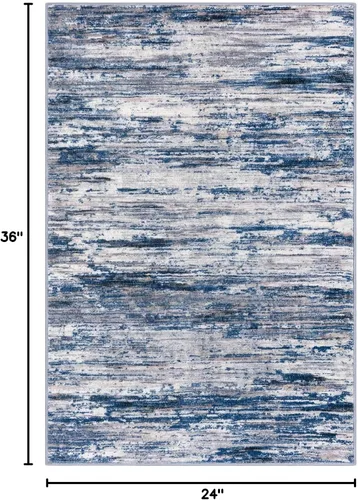 Miniatura 2 de SIILOOM 2 x 3 Alfombra moderna y abstracta para entrada, alfombra neutra azul marino gris multicolor súper suave de área pequeña, alfombras lavables