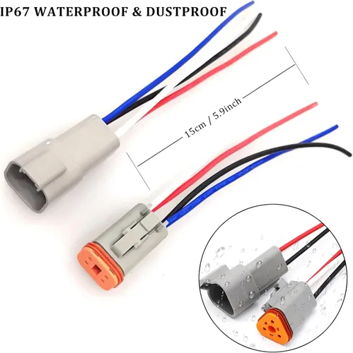 Miniatura 6 de Paquete de 6 conectores Deutsch DT de 2 pines, conectores eléctricos impermeables macho y hembra, arnés de cableado con cable de 16 AWG