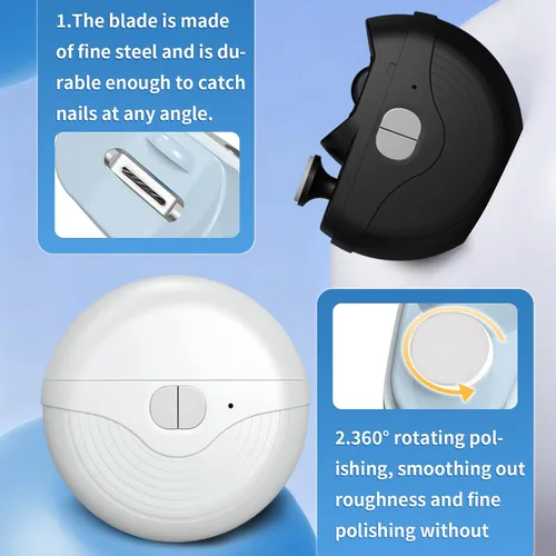 Miniatura 5 de Cortaúñas eléctrico inteligente para adultos mayores, uñas automáticas de 3 velocidades de potencia fuerte, recortadora de uñas automática de Negro
