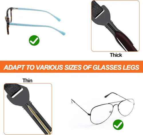 Miniatura 5 de Correa ajustable para lentes, soportes deportivos para lentes de sol alrededor del cuello, sin cola para hombres, niños 4gris