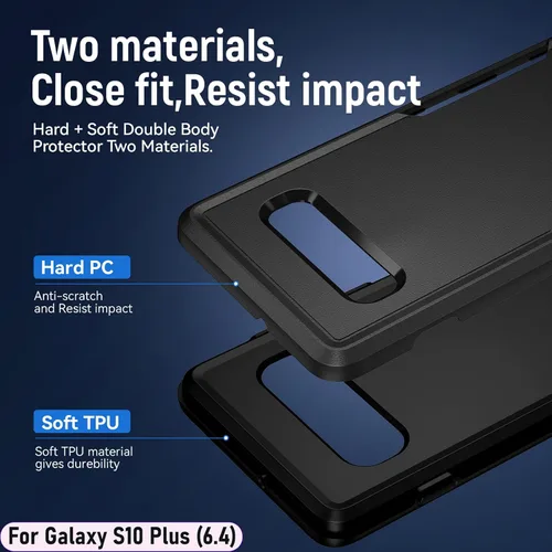 Miniatura 3 de Funda híbrida de doble capa para Galaxy S10 Plus/S10+ de 6.4 pulgadas, resistente a los golpes, resistente a los golpes, con 1 soporte magnético