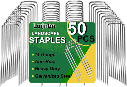 Miniatura 9 de Paquete de 30 Grapas para Césped, Grapas Premium para Paisajismo de Jardín, Estacas Galvanizadas de Calibre Resistente, Estacas de Carpa