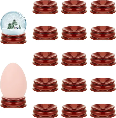 Taiyin 15 piezas de soportes de esfera para exhibición de cristal, soporte de cristal con madera, soporte de bola de huevo de piedra y roca para