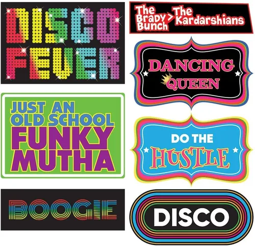 Miniatura 7 de Accesorios para cabina de fotos de discoteca – 37 piezas – Suministros de fiesta de discoteca retro de los años 70, decoraciones y regalos