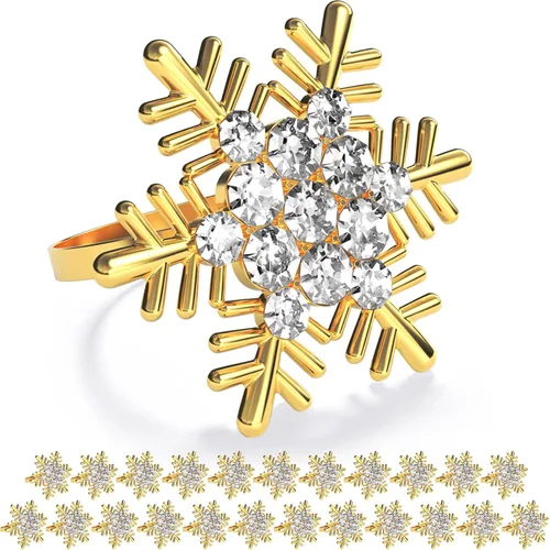 Miniatura 25 de ZeeDix Juego de 6 servilleteros de corona de Navidad, servilleteros de Navidad para servilletas de tela, servilleteros de Navidad para Acción