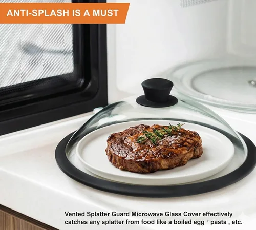 Miniatura 6 de OEC Cubierta de vidrio para microondas ventilada con mango de fácil agarre, 11.5 pulgadas (diámetro interior 10.7 pulgadas), vidrio templado