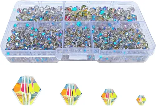 Miniatura 23 de Cuentas de vidrio de bicono negro para hacer joyas, cuentas espaciadoras de cristal facetadas para pulseras, collares, aretes