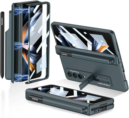 Miniatura 11 de Funda protectora de pantalla para Samsung Galaxy Z Fold 3 de 0.18 oz, protección completa de 360 grados, con protector de pantalla de vidrio Negro