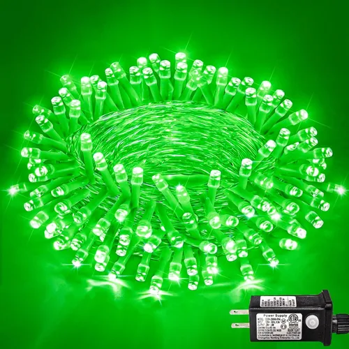 Miniatura 46 de Guirnalda de 120 luces LED rojas impermeables para exteriores, luces de Navidad rojas de 40 pies, 8 modos, cable transparente, guirnalda de luces