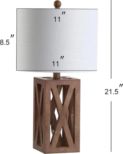 Miniatura 3 de JONATHAN Y JYL1062A Stewart 21.5" lámpara de mesa de madera LED industrial estilo francés campestre rústico para recámara, sala de estar, oficina