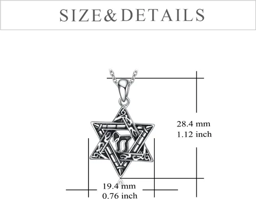 Miniatura 72 de YFN Collar de estrella de David de plata de ley, concha de abulón, árbol de la vida, joyería judía, regalos para mujeres y hombres