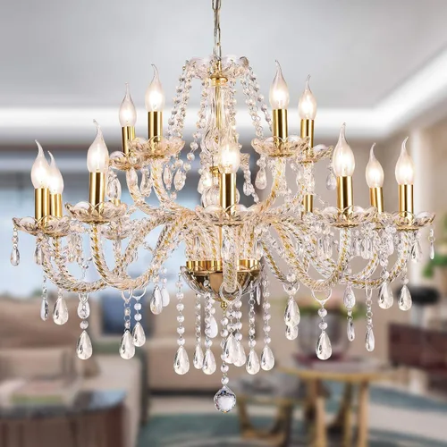 Miniatura 9 de lámparas de araña de cristal K9 tipo candelabro con 10 luces, lámpara colgante para techo, lámpara de montaje para comedor, sala de estar