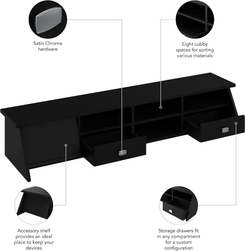 Miniatura 7 de Bush Furniture Broadview - Organizador de escritorio en negro clásico Almacenamiento para el espacio de trabajo de oficina en casa