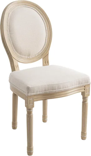 Miniatura 8 de chairus Juego de 2 Sillas de Comedor Estilo Granja Sillas de Comedor de Casa de Campo Francés Sillas Tapizadas de Tela Vintage con Respaldo Redondo