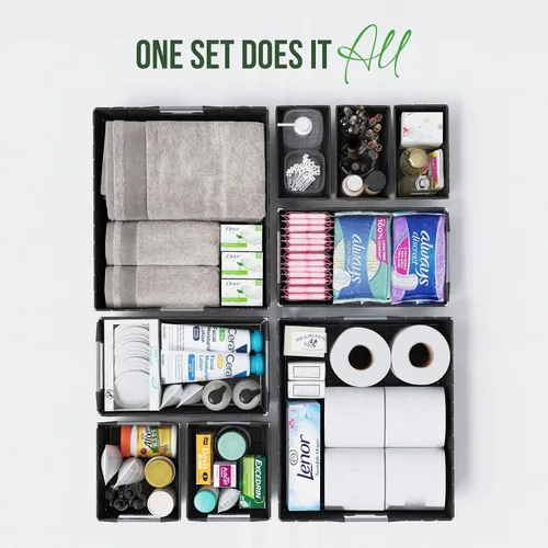 Miniatura 4 de Cestas para organizar juego de 9 cestas negras – Cestas de almacenamiento para estantes – Contenedores organizadores perfectos para armario, cesta