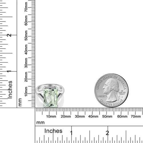 Miniatura 34 de Gem Stone King Anillo de compromiso solitario con piedra preciosa de corte esmeralda de 0.551 x 0.394 in para mujer, plata de ley 925, anillo