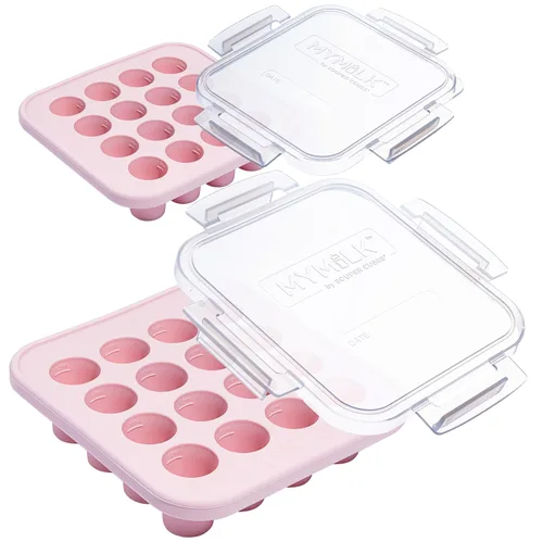 Miniatura 5 de Souper Cubes MyMilk Bandejas de silicona para congelador de leche materna de 1/2 onza, cada bandeja de silicona de grado alimenticio de platino puro