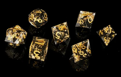Miniatura 16 de Juego de dados DND de borde afilado de 8 piezas (extra D20) para Calabozos y Dragones – 2 D20 D4 D6 D8 D10 D12 D10% – Dados de resina poliédrica