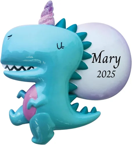 Miniatura 4 de Adorno de árbol de Navidad personalizado 2024 para niños, dinosaurio verde, adorno personalizado de Feliz Navidad, recuerdo de dinosaurio para niños