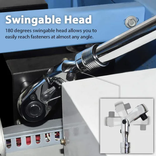 Miniatura 3 de FIRSTINFO F3222ND Taiwán - Llave de trinquete extensible flexible y con bloqueo de 1/2 pulgada reversible, agarre suave con acción de engranaje