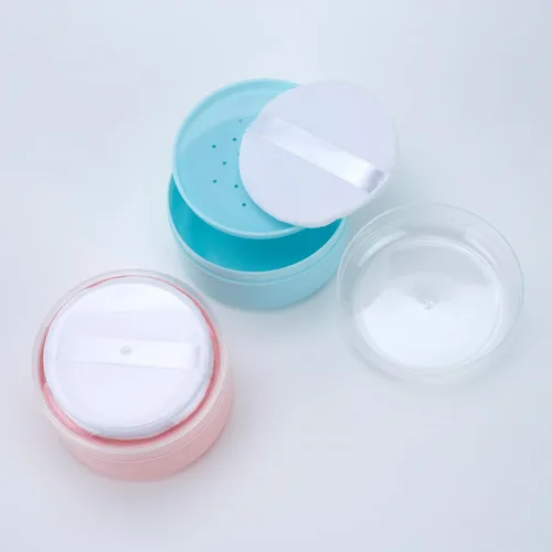 Miniatura 7 de 2 unidades de soplo de polvo de cuerpo grande y recipiente con tamiz para bebé después del baño, caja de polvo de talco para mujeres, playa, viajes