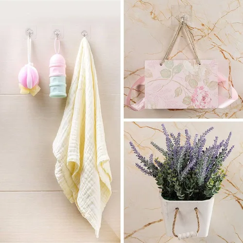 Miniatura 4 de Ganchos adhesivos transparentes de 30 libras (máximo), impermeables y resistentes al aceite, reutilizables, sin costuras, gancho de pared resistente