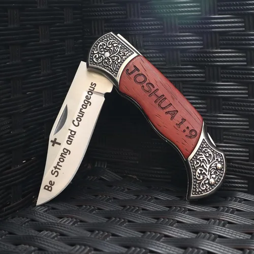 Miniatura 2 de Grabado Sea Fuerte y Valiente - JOSHUA 1:9 Regalos Católicos Cristianos Versículo Bíblico Herramienta Utilitaria, Escritura Bautizo Religioso