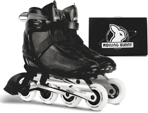 Miniatura 4 de Inline Skates PRO para mujer adulta, rodamientos ABEC-9 con forro transpirable para hombre y mujer, freno opcional, talla W 6-9, negro