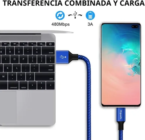 Miniatura 3 de Etguuds Cable USB a USB C de 3 pies, paquete de 2 unidades, cable de carga rápida de USB A a tipo C para Samsung Galaxy A17 A16 A15 A26 A36 A56, S25