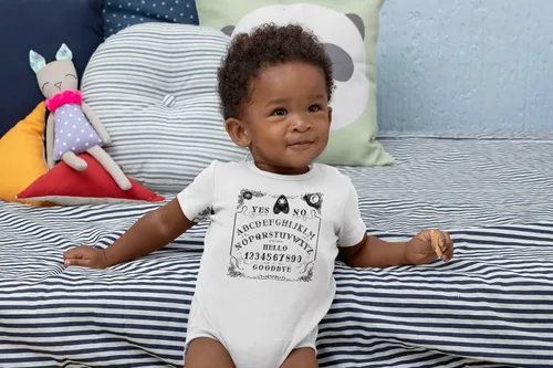 Miniatura 6 de Pop Threads Ouija Board Seance Spirit Board Design Goth Gothic Infant Baby Boy Girl Bodysuit