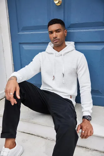 Miniatura 2 de COOFANDY - Sudadera con capucha para hombre, casual, de manga larga, con cordón ajustable y tejido de punto de gofre