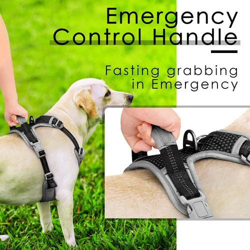 Miniatura 4 de ThinkPet Arnés deportivo transpirable, antitirones para perro, con asa, arnés reflectante y ajustable para perros medianos o grandes, clip trasero