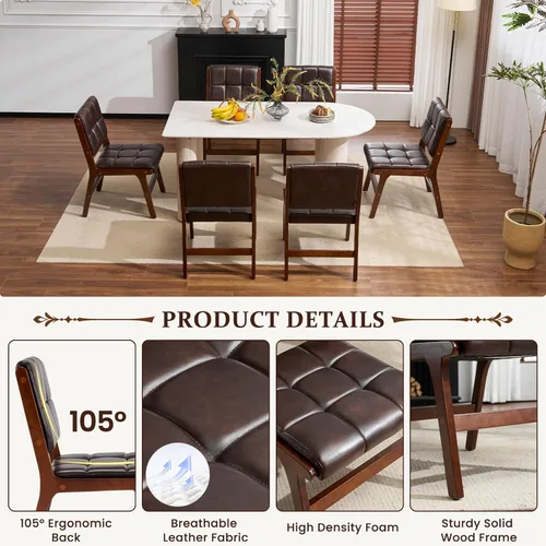 Miniatura 3 de Furniliving Juego de 4 sillas de comedor de madera de roble, estilo de mediados de siglo moderno, tapizadas en lino, silla de cocina con madera