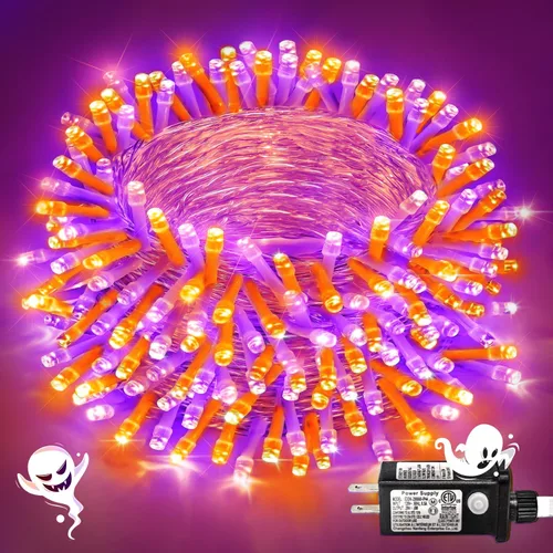 Miniatura 17 de Guirnalda de 120 luces LED rojas impermeables para exteriores, luces de Navidad rojas de 40 pies, 8 modos, cable transparente, guirnalda de luces