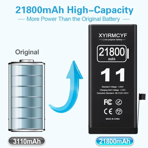 Miniatura 2 de XYIRMCYF Batería de Super Capacidad de 21800mAh Compatible con iPhone 11, Batería de Reemplazo Li-Polímero de 0 Ciclos para iPhone 11, con Kit