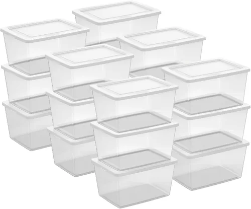 Miniatura 20 de Sterilite Paquete de 8 contenedores apilables con tapa, diseño de plástico transparente, 90 cuartos de galón