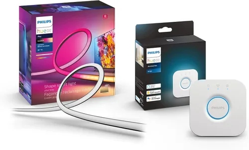Philips Hue - Tira de luz LED White and Color Ambiance con Bridge para TV de 55 pulgadas, para ver TV, música y videojuegos, requiere Hue Bridge y