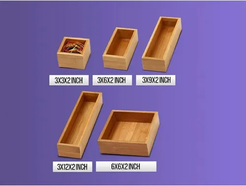 Miniatura 2 de YBM HOME Caja organizadora de cajones de bambú para cajón de cocina, oficina, dormitorio, habitación de los niños, manualidades, costura y baño