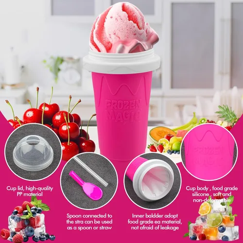 Miniatura 6 de 3 Vasos Hacedores de Granizados DIY – Vasos Mágicos de Smoothies Congelados Rápidos para Batidos de Leche Caseros y Hacedor de Helado, Vaso