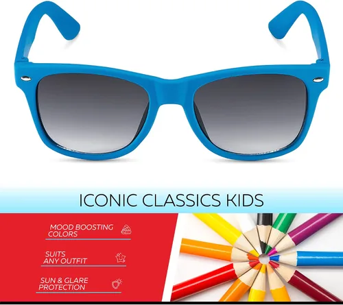 Miniatura 110 de Retro Rewind Lentes de sol para niños y niñas de 3 a 12 años, inastillables, UV400, lentes de sol para niños pequeños