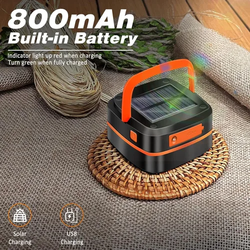 Miniatura 2 de DIBMS - Paquete de 2 linternas solares plegables para campamento, mini luces colgantes plegables USB recargables a prueba de agua para camping