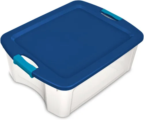 Miniatura 9 de Sterilite Paquete de 12 contenedores de almacenamiento de plástico transparente con tapas de pestillo y asas de agarre completo, 12 galones